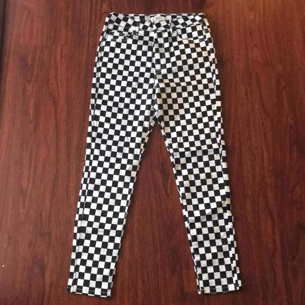 High Waist Checkered Pants